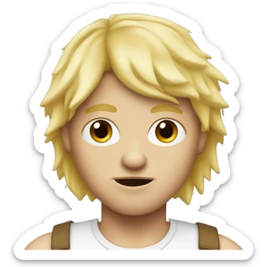 Super ugly kid with a blonde straight mullet sticker
