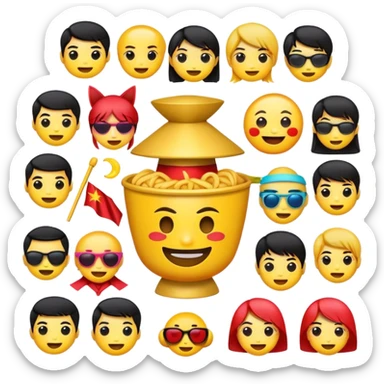 Cinematic Realistic V-pop Music Pop Culture Emoji, showcasing a modern, energetic representation of Vietnamese pop culture rendered with vivid textures and dynamic, colorful lighting. sticker