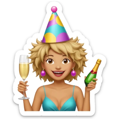 Funny, fast-talking, a little unpredictable. Life of the party vibes. woman with crazy hair
more dinamic emoji  sticker