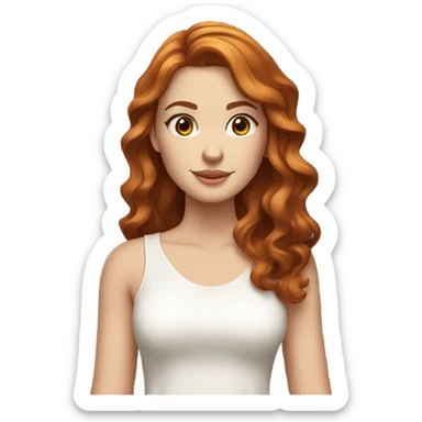 full body pretty white girl with medium length reddish brown wavy hair with honey colored eyes and long lashes sticker