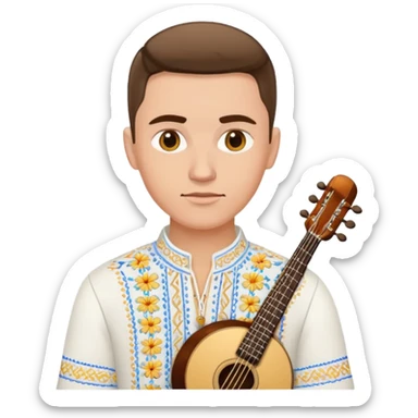 A musician in a white Ukrainian embroidered shirt sticker
