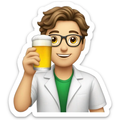 Chemist drinking beer with beautiful girls sticker
