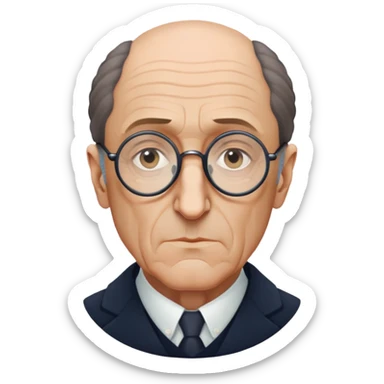 Maurice Merleau-Ponty, balding, round glasses, contemplative face sticker
