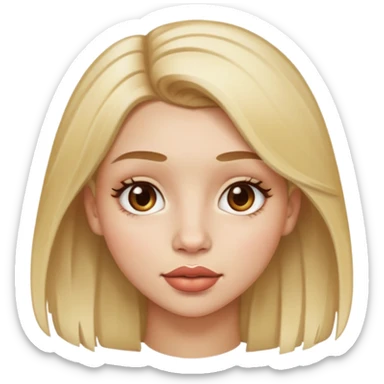 girl with hazel eyes, medium sized nose, big lips, light skin, blonde hair with light brown roots  sticker