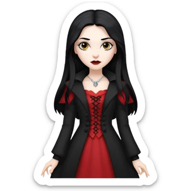 Women Vampire with black & white coat dress sticker
