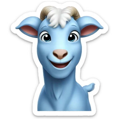 Blue goat whole body pretty smiling excited blue eyes female add superman with reddish hair sticker