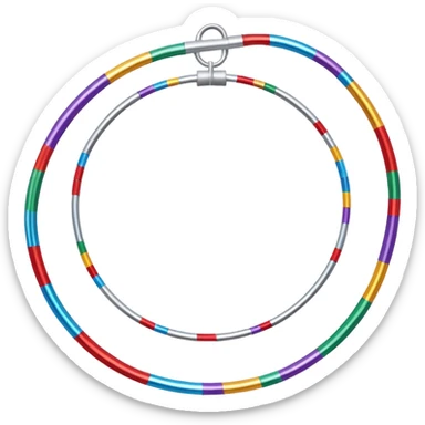 A metallic acrobat hoop decorated with ribbons, perfect for aerial stunts inside the circus tent. sticker