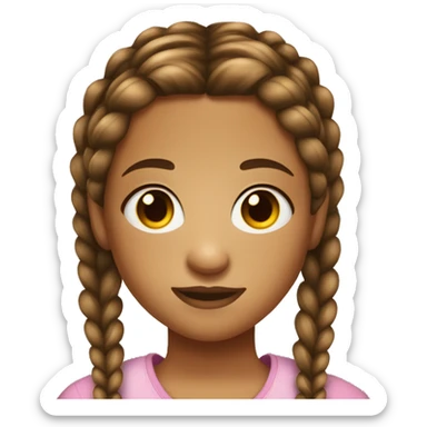 Girl with two light brown dutch braids hazel eyes  and freCkles sticker