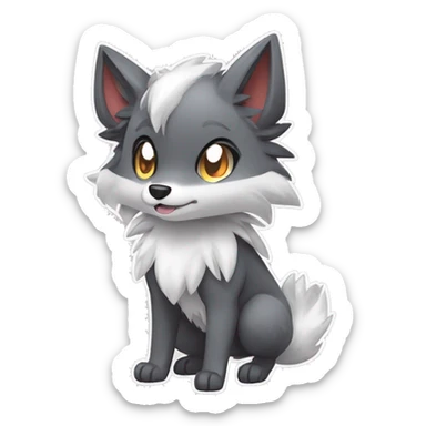 Kawaii Chibi Poochyena-Rocruff-Lycanroc-Pokémon Full Body sticker