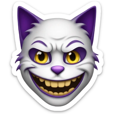A cat with the face of the joker sticker