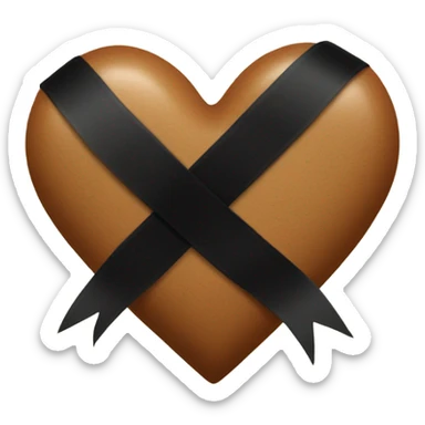 brown heart with little black ribbon on top right sticker
