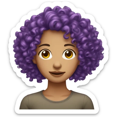 European, purple curly hair, woman, teenager, nose ring. sticker