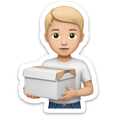 box carrier kid white shirt sticker