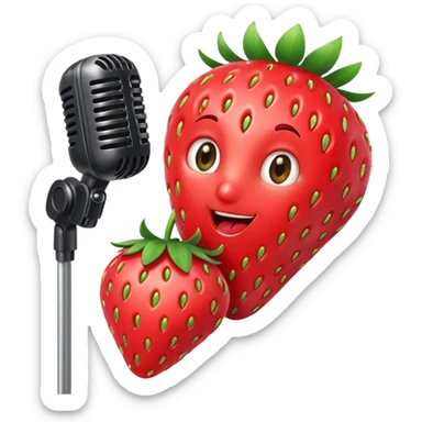 strawberry front the mic sticker