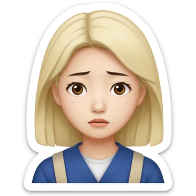 South Korean female college student with a worried face  sticker