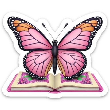 pink butterfly on notebook sticker