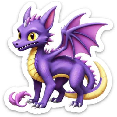 Spyro-Toothless-Sergal-Lykoi-Pokémon-Fakémon-creature-hybrid sticker