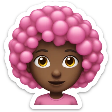 Black girl with curly hair Blowing a gum bubble with eyes crossed sticker