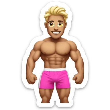 body builder with pink shorts sticker