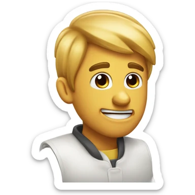 😀 with a hand by its ear like it's trying to hear something sticker