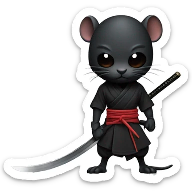 ninja black rat with katana sticker