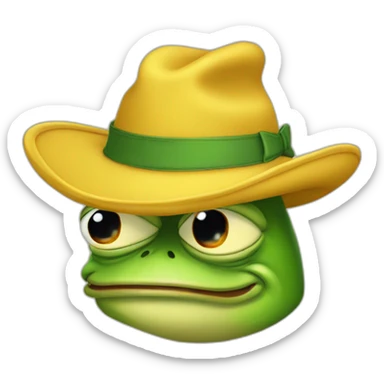 pepe the frog wearing a pointy yellow hat sticker