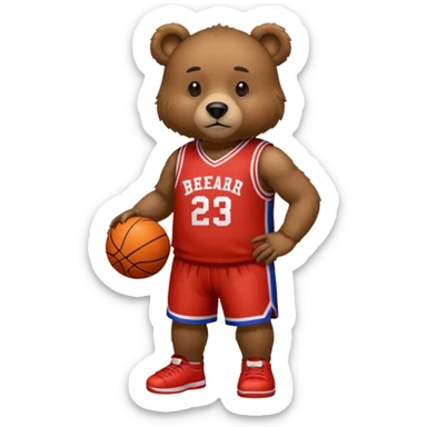 Bear with full body and wearing basketball Jersey sticker