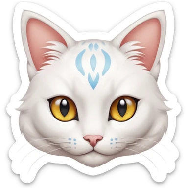 White beautiful elegant slim pretty realistic elegant feline-Pokémon-Fakémon-creature with heterochromia with tufted ears sticker