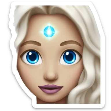 magical diva with pink andromedan skin long hair and blue eyes glowing third eye sticker