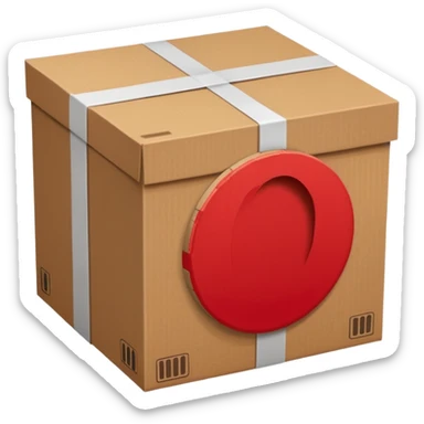 simbolo de prohibido y que esté tachando una caja de cartón de un paquete enviado sticker