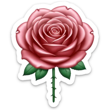 A rose emoji made of liquid silver metal minimalistic iOS emoji style, centered sticker