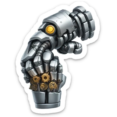Cyborg arm only flexing bicep and shoulder with gears and shocks sticker