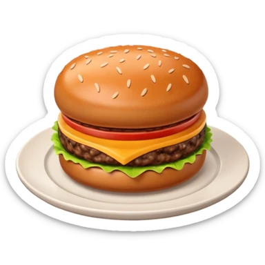 A 3D cartoon portion of minced meat shaped like a burger patty on a plate, soft lighting, Memoji-style. sticker