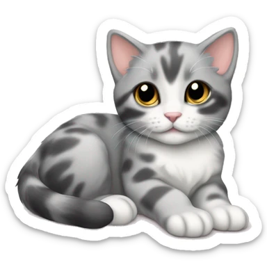 Grey Diluted calico kitten laying down sticker