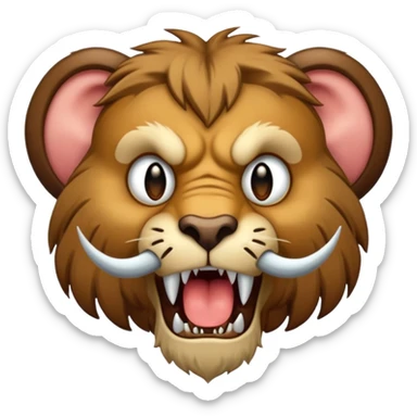 mammoth and saber tooth cat face sticker