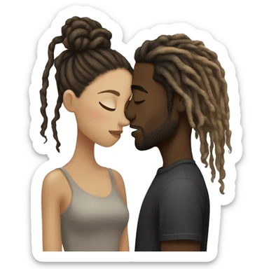 Black man with black dreads  kissing white girl with long brown and blonde hair  sticker