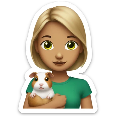 Girl with green eyes holding two Guinea pigs sticker