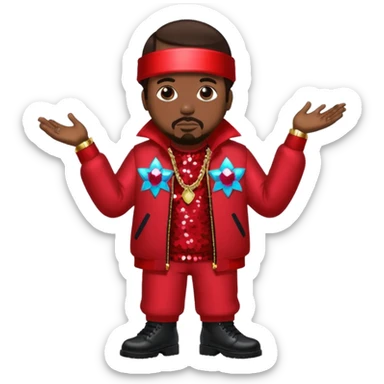 Big Boi from Outkast with dark brown hair, red sequin outfit sticker