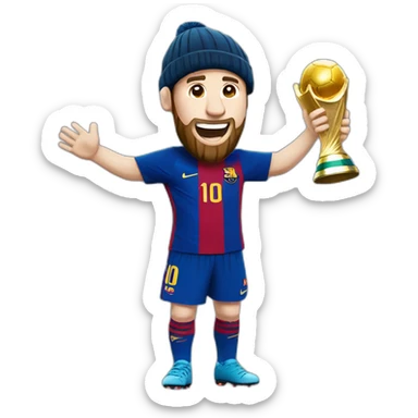 messi levantando la copa del mundo con un gorro de navidad puesto sticker