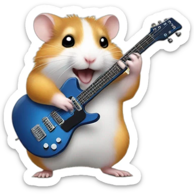 hamster playing electro guitar sticker