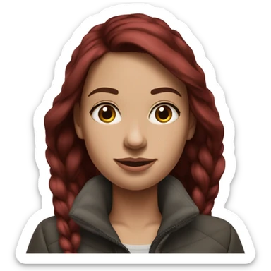 Realistic beautiful burgundy haired Girl wearing long northface  sticker