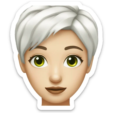 woman with asymetric white pixie haircut green eyes sticker