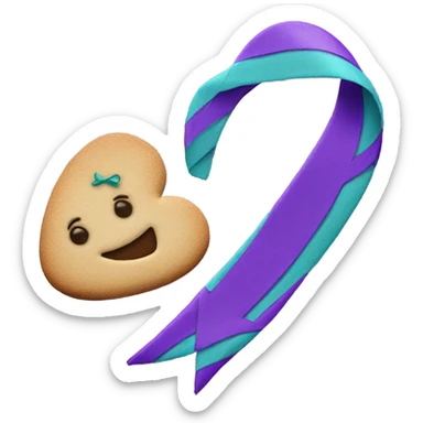 Purple teal Suicide awareness ribbon, heart cookie sticker
