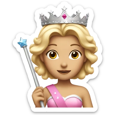 Pink blonde princess with silver crown and pink wand  sticker