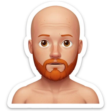  white man with  no hair freckles and red beard with spare tire and no shirt  sticker