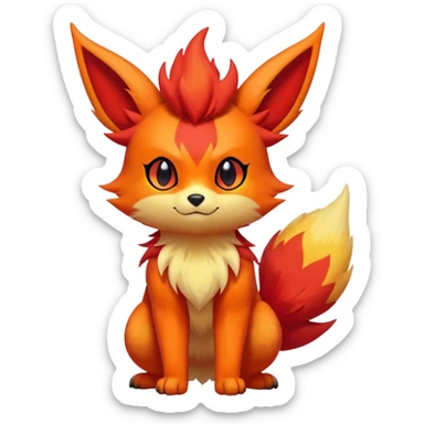 Cool cute edgy Quilava-Litten-Flareon-animal-creature-hybrid full body sticker