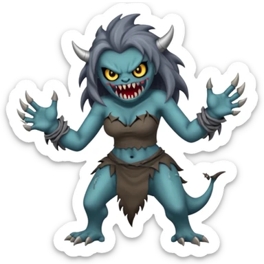 dark angry siren monster, full body sticker