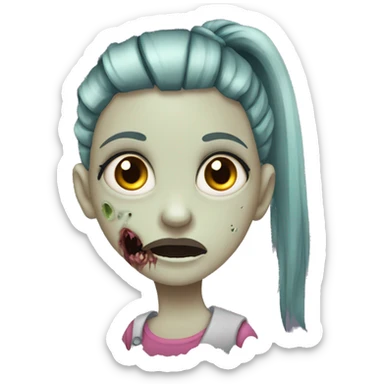 girl zombie with an under cut pony tail sticker