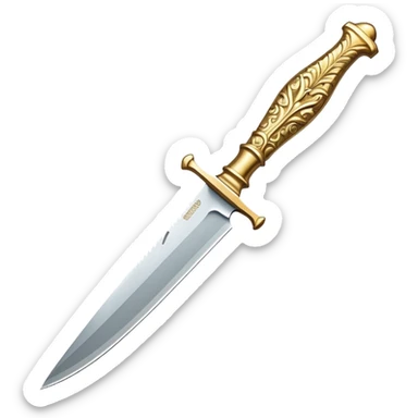 An ornate gilded knife with the blade made of gold sticker