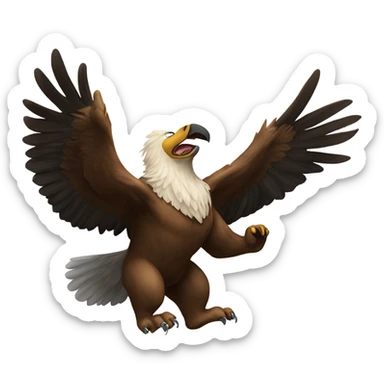 A bear fighting an eagle sticker